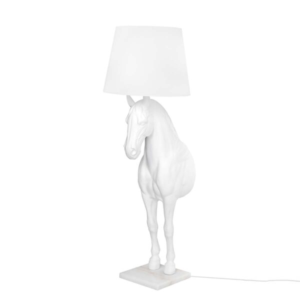 Biała lampa podłogowa KOŃ HORSE STAND S