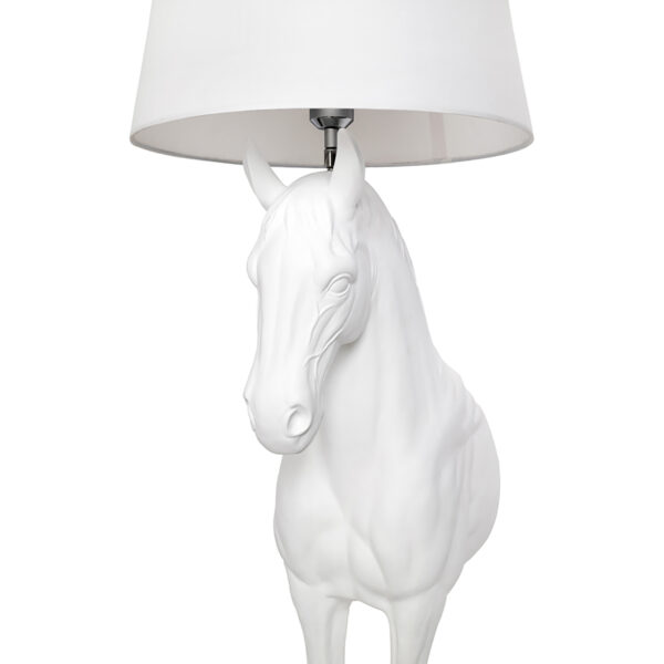 Biała lampa podłogowa KOŃ HORSE STAND S